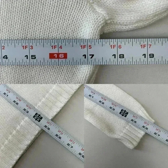 Ricki’s Cable Knit Sweater Boat Neck Cotton Pullover Ivory Size Small - Picture 11 of 14
